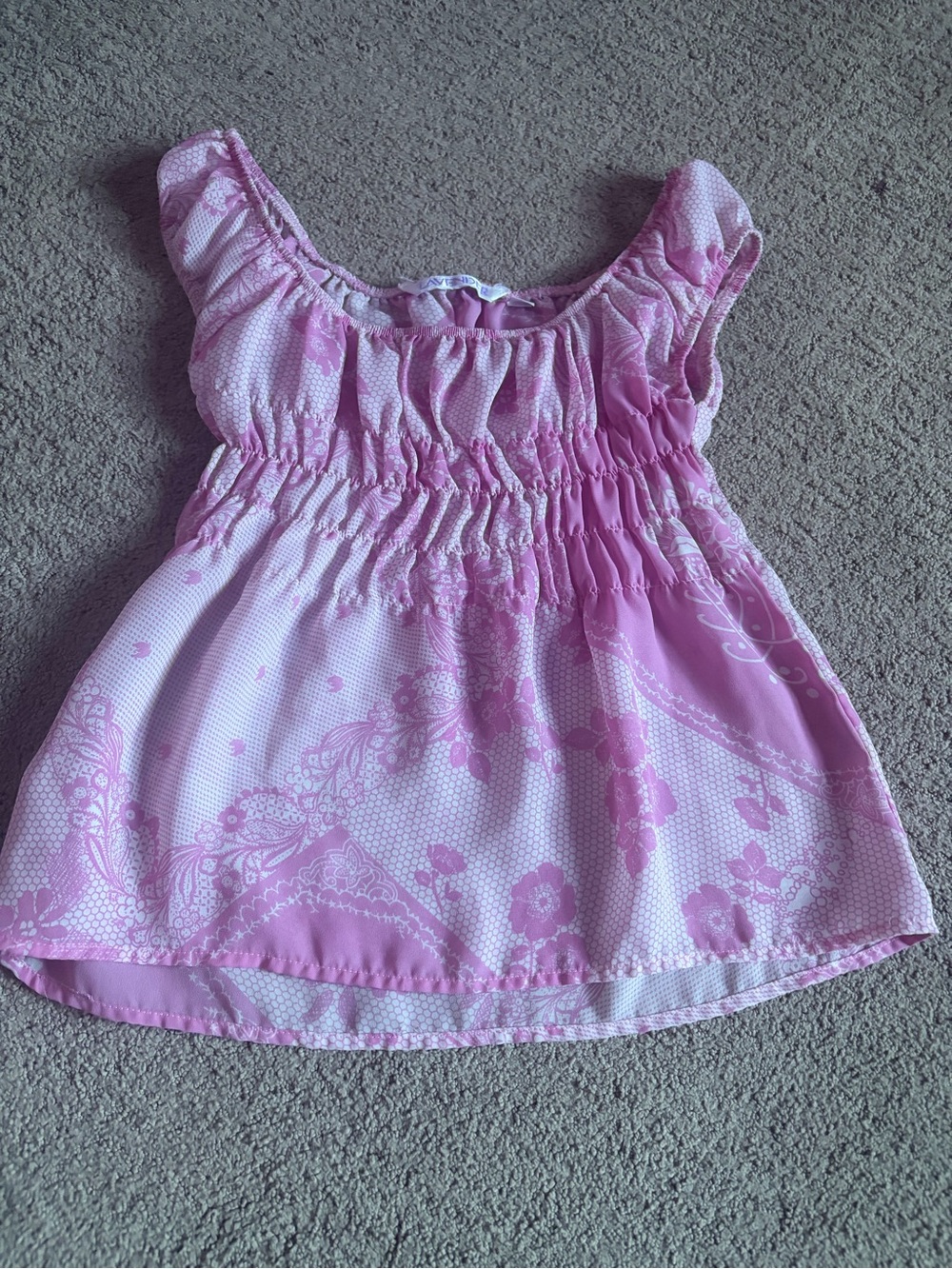 Girls' Pink Floral Smocked Top